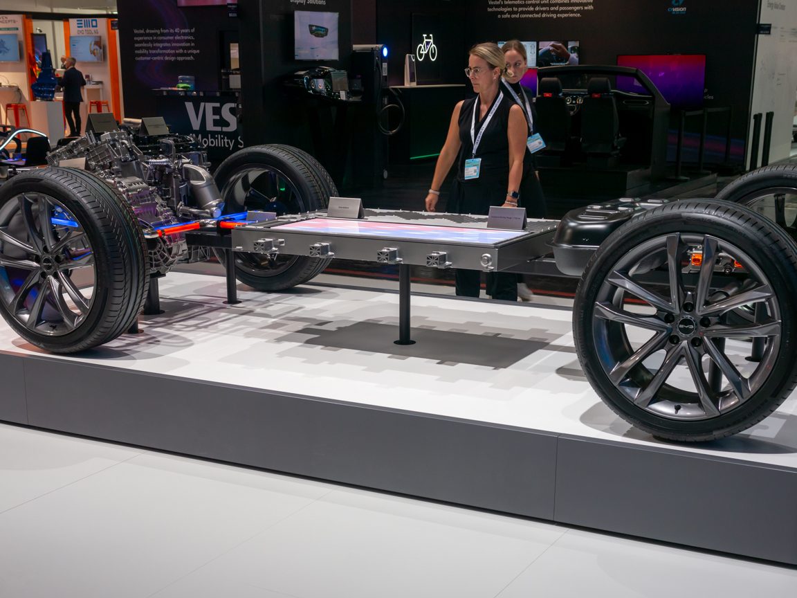 BYD platform with a Blade battery on display at IAA Summit 2023 in Munich