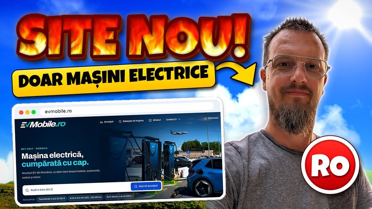 Andrei Petcu lângă pagina principală a site-ului evmobile.ro