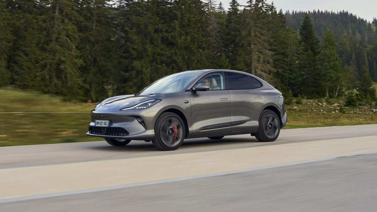 Grey MG IM6 electric SUV on a road