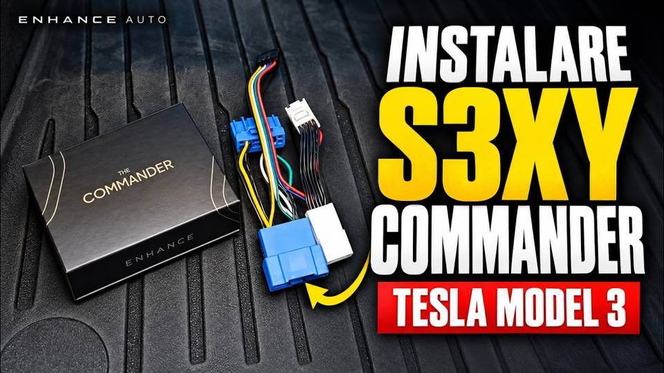 Thumbnail of the TesladiyRomania video about installing the S3XY Commander on a Tesla Model 3
