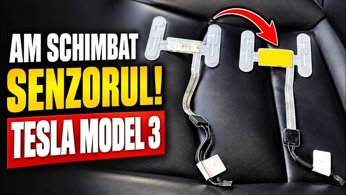 Thumbnail of the TesladiyRomania video about replacing the Tesla Model 3 seat occupancy sensor